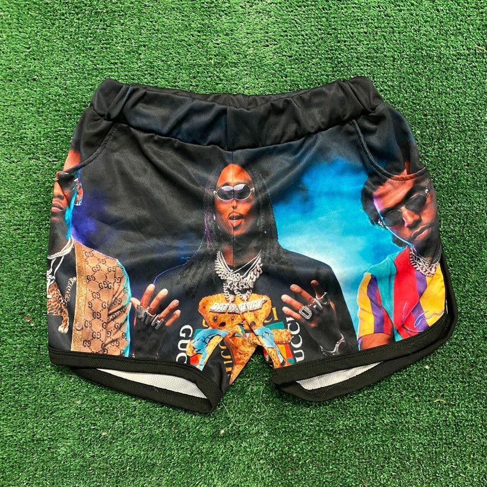 Migos Print Women's Retro Board Shorts